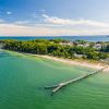 Beeindruckendes Panorama aus der Luft: das Ostseebad Göhren mit der Seebrücke am Nordstrand