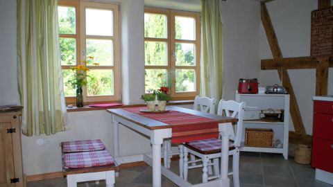 Küche der Ferienwohnung Fachwerkhaus Untergeschoss