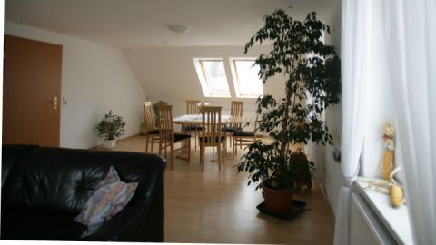 Blick in den Wohnraum der großen Ferienwohnung