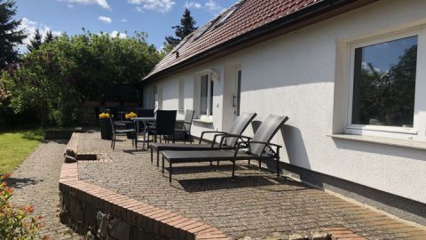 Die Terrasse mit Blick zum Carwitzer See