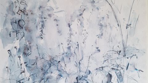 Im Garten - Tusche, Aquarell