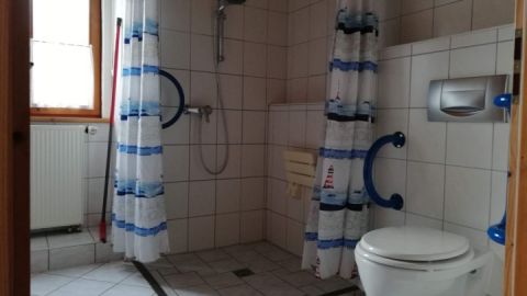 WC und Dusche verfügen über Haltegriffe