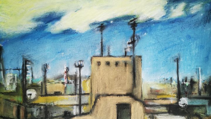 Barcelona Nights I, Acryl, Kreide  auf Papier 2025