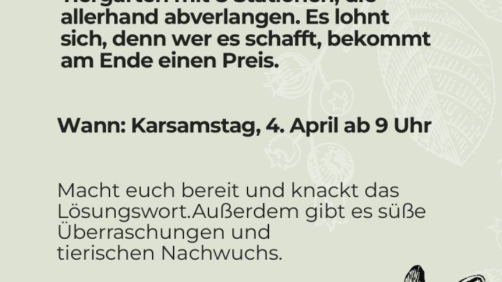 Tierrallye zu Ostern im Tiergarten