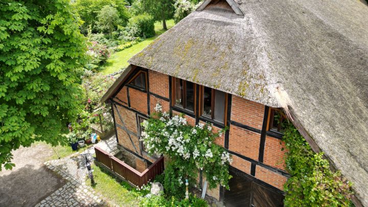 Haus Stirnseite mit Blick auf den Garten Haus Stirnseite mit Blick auf den Garten